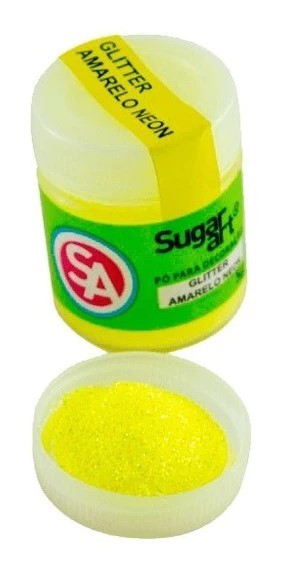 Glitter em Pó para Decoração Amarelo Neon 5g - Sugar Art