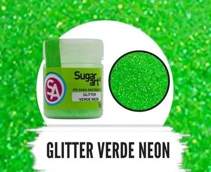 Glitter em Pó para Decoração Verde Neon 5g - Sugar Art