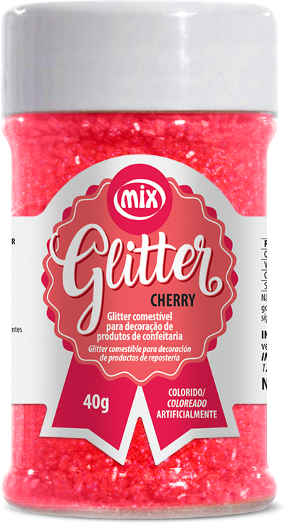 Glitter Comestível em Flocos Mix 40g Cherry
