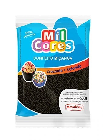 Confeito Crocante De Miçanga Preto 500g